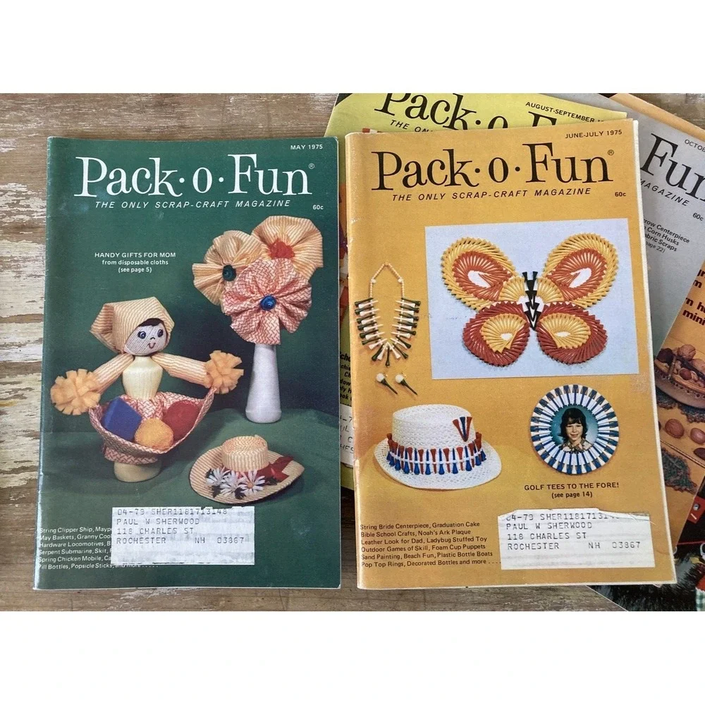 Vintage scrap craft magazines Pack O Fun entire year 1975 10 issues recycling